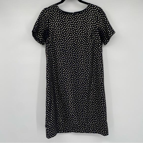 J. Crew Women's Black Short Sleeve Shift Dress With Gold Metallic Hearts Size 0 - Picture 2 of 8